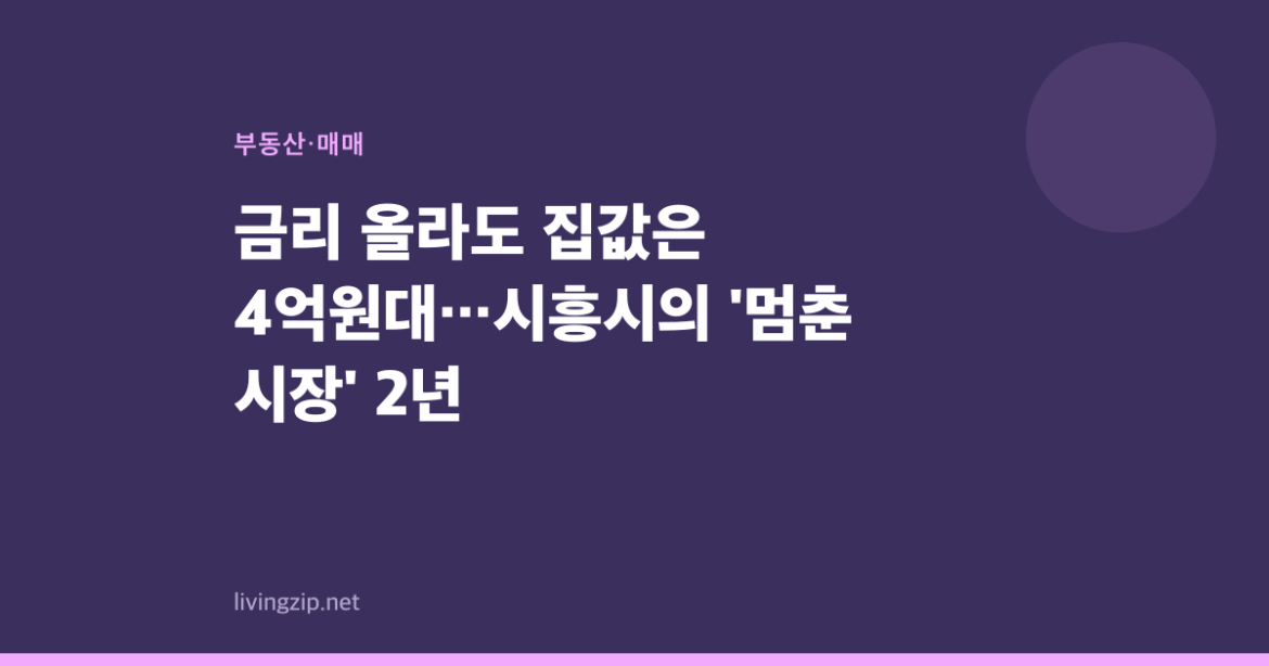 금리 올라도 집값은 4억원대…시흥시의 '멈춘 시장' 2년
